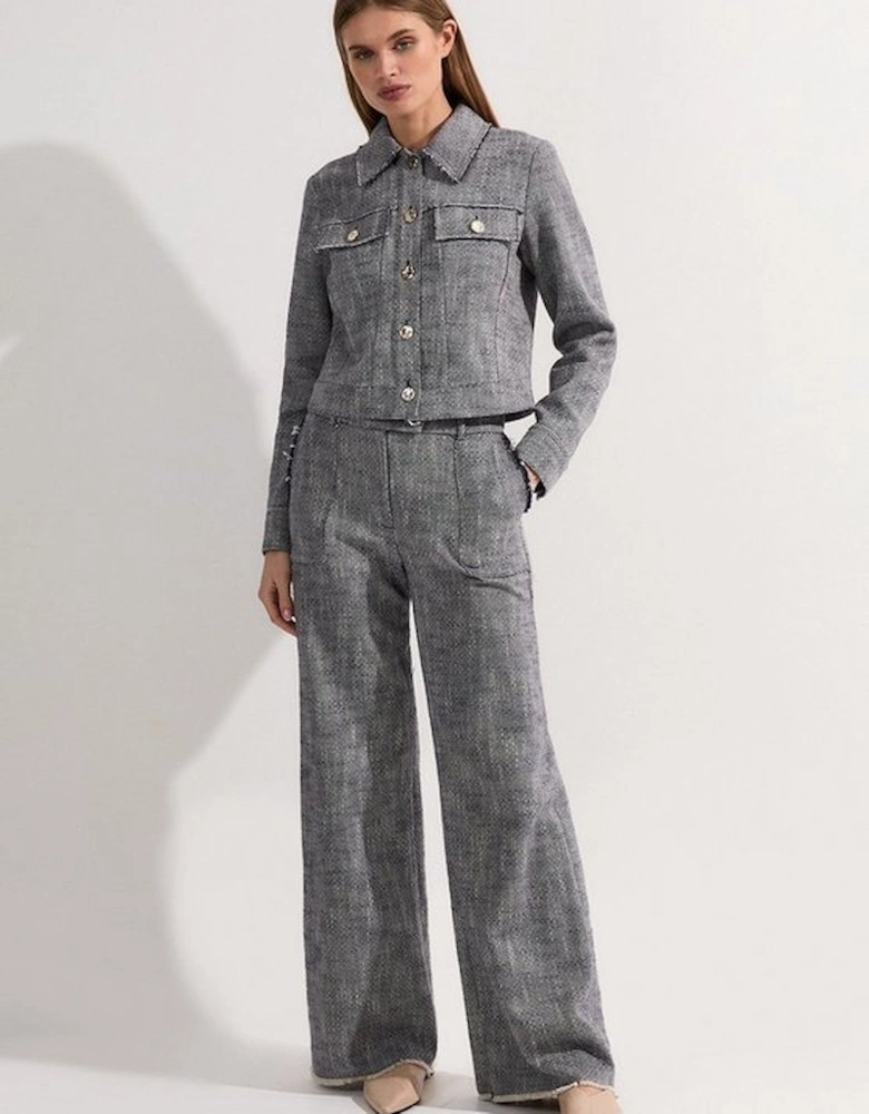 Spring Tweed Tailored Straight Leg Trousers