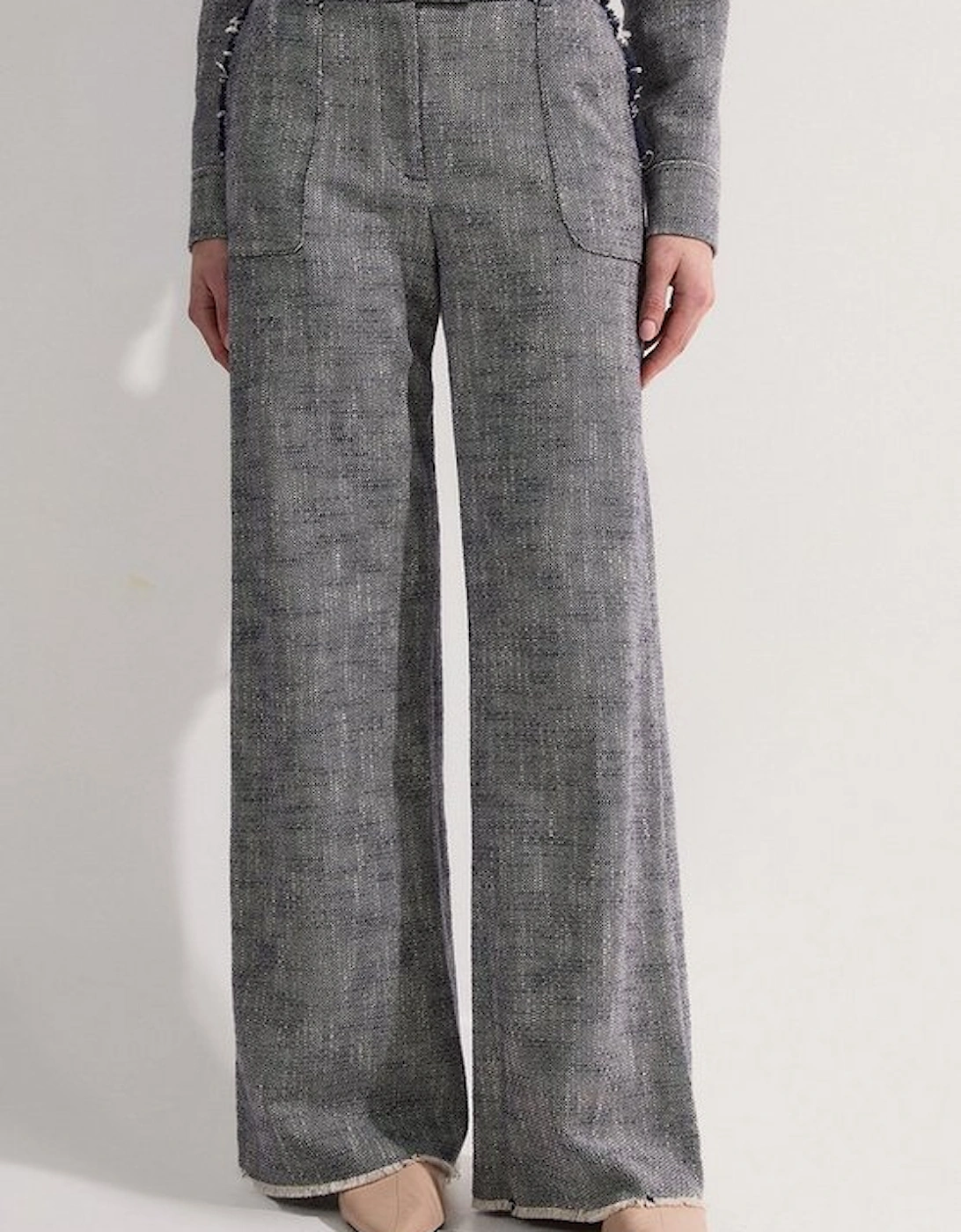 Spring Tweed Tailored Straight Leg Trousers