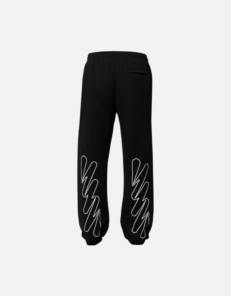 Wave Outline Diag Design Black Sweatpants