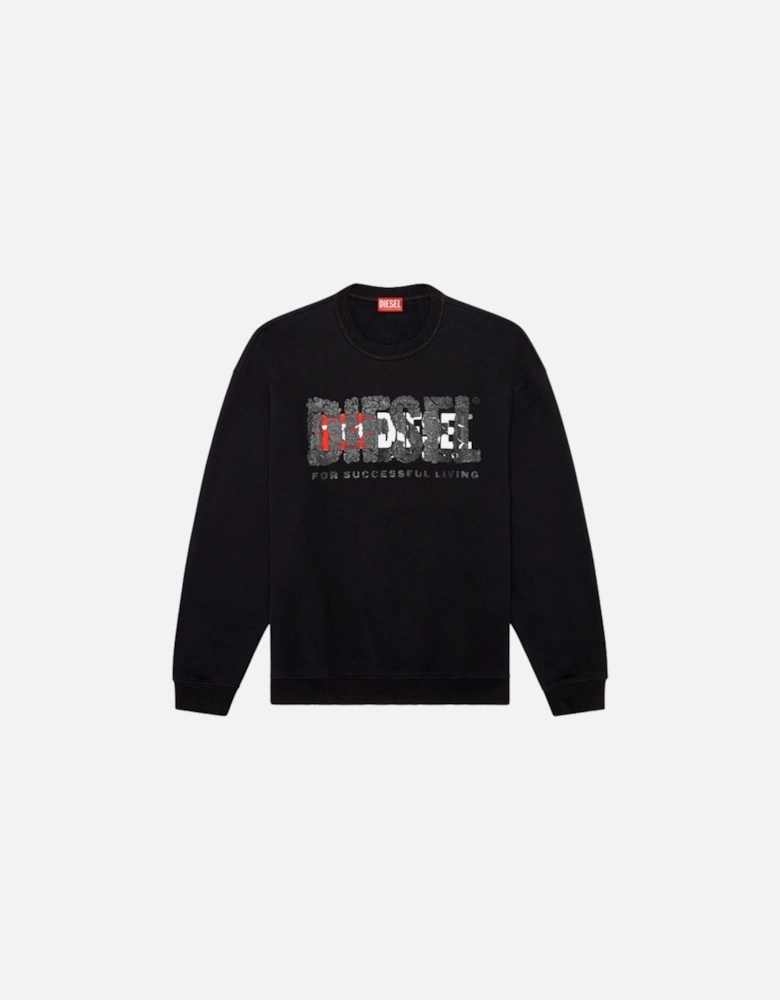 Double Destroyed Logo Black Sweatshirt