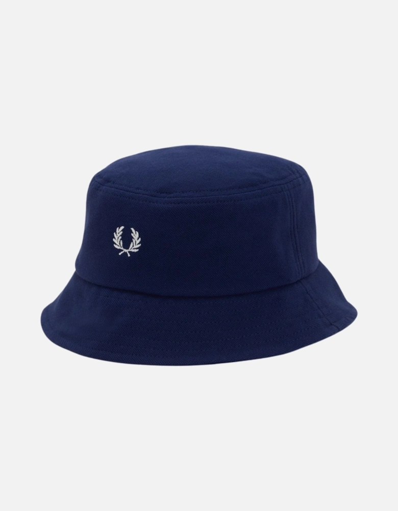 Brand Logo Pique Navy Blue Bucket Hat