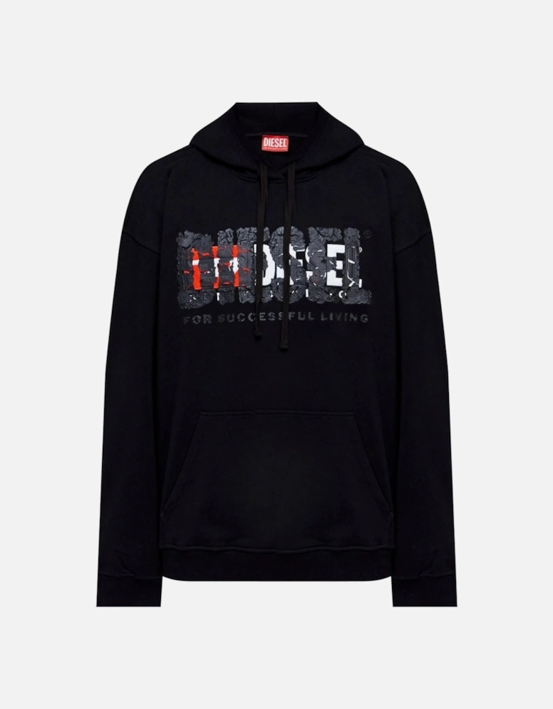 Double Destroyed Logo Black Hoodie