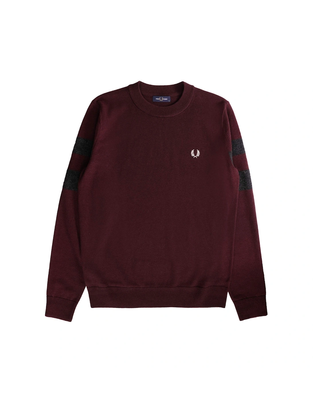 Fred Perry Men's Red F Perry Tipped Sleeve Oxblood Crewneck Jumper - : 38/Regular M