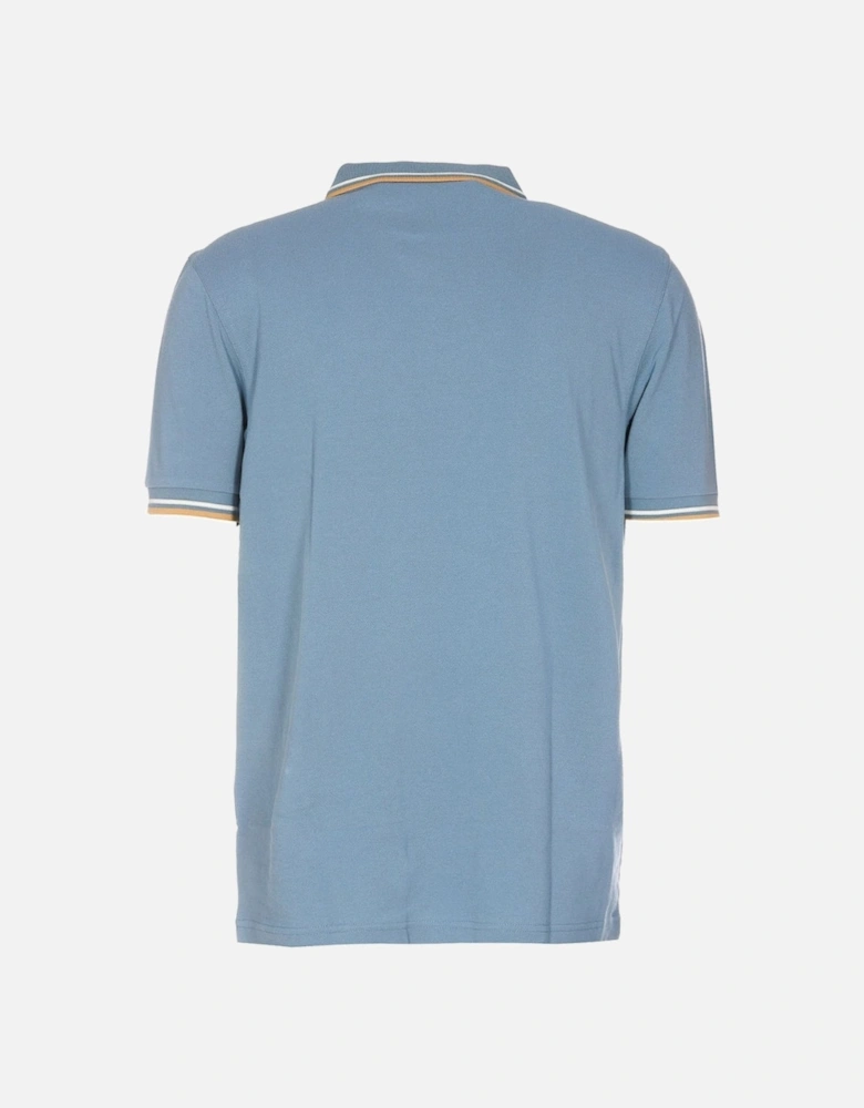 Gold Twin Tipped Collar Ash Blue Polo Shirt