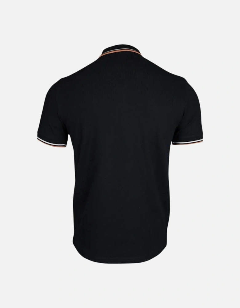 White Twin Tipped Collar Black Polo Shirt