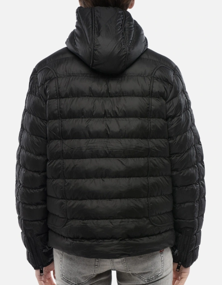 Plain Black Padded Hooded Jacket