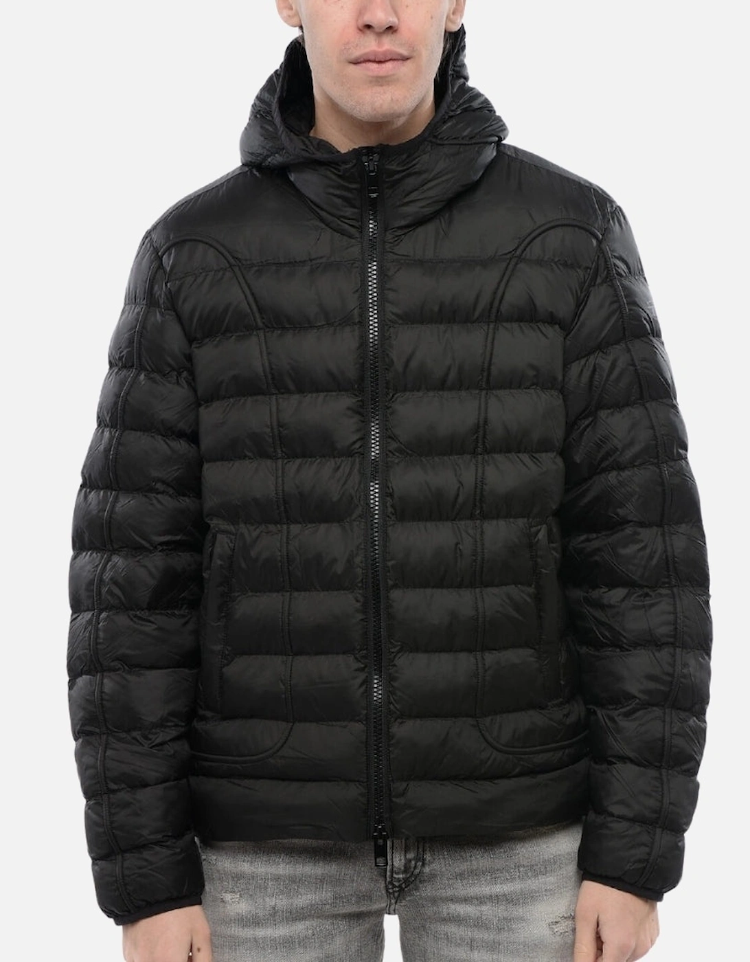 Plain Black Padded Hooded Jacket