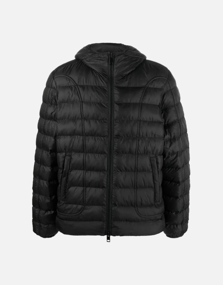 Plain Black Padded Hooded Jacket