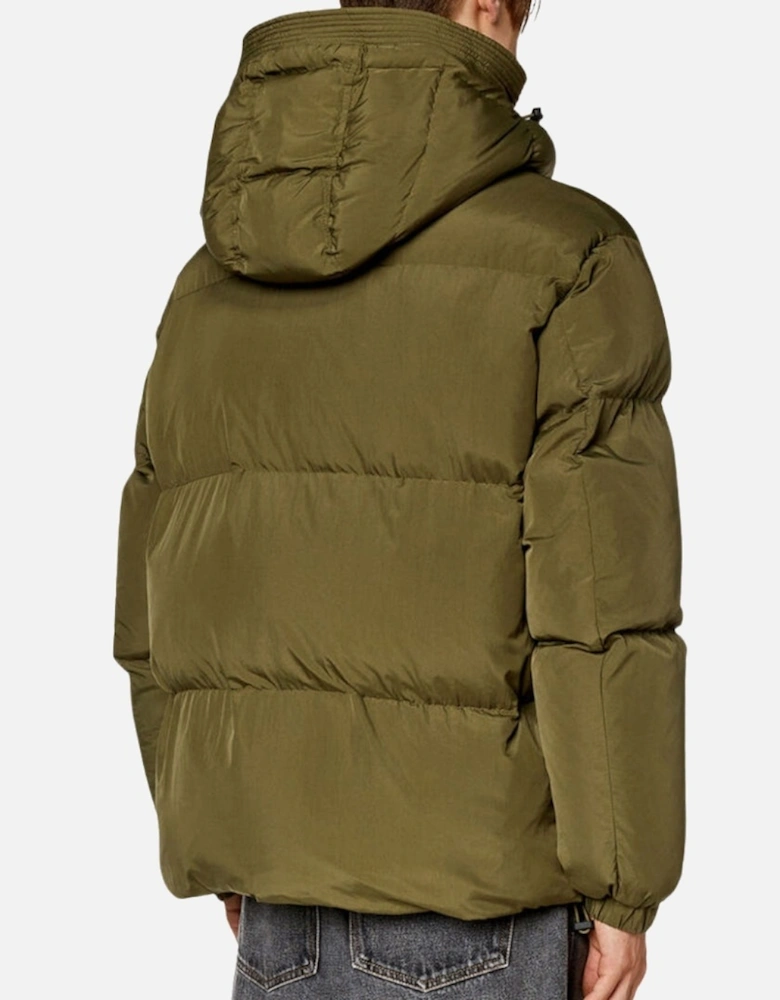 Plain Padded Hooded Green Jacket