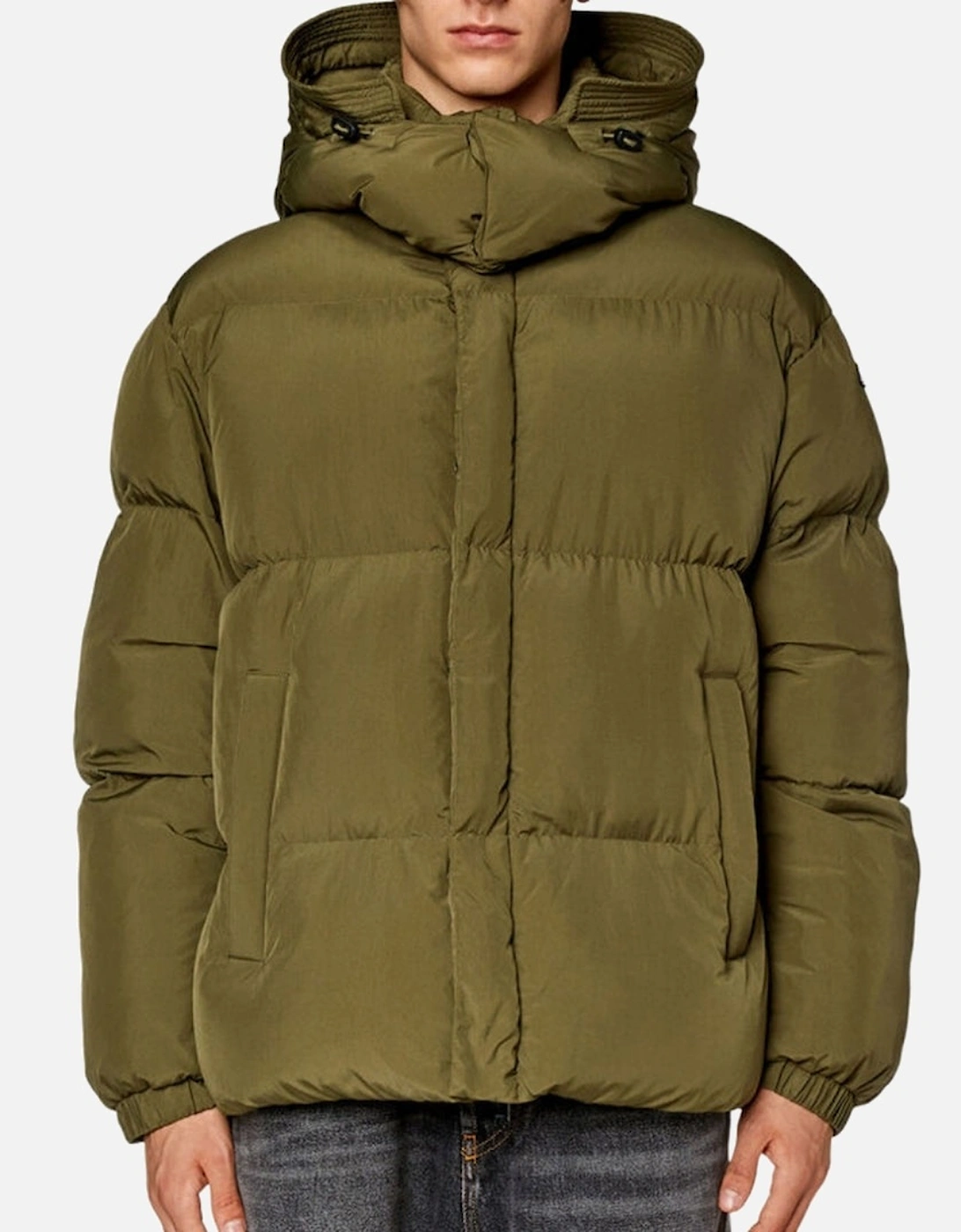 Plain Padded Hooded Green Jacket