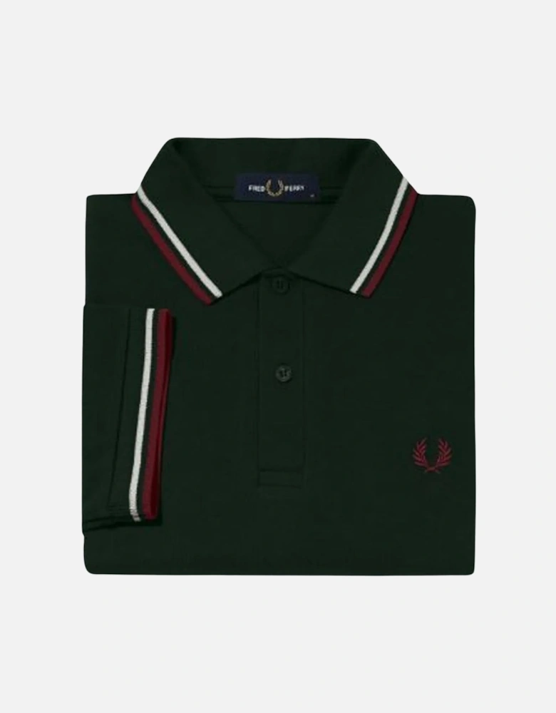 Red/White Twin Tipped Dark Green Polo Shirt