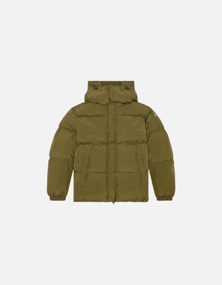 Plain Padded Hooded Green Jacket