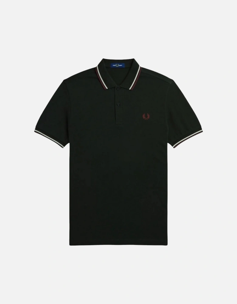 Red/White Twin Tipped Dark Green Polo Shirt