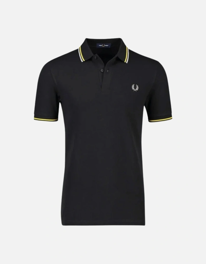 Yellow Twin Tipped Collar Black Polo Shirt