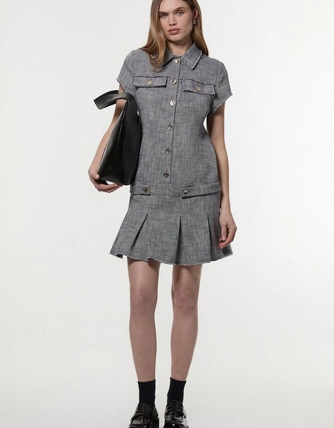 Petite Spring Tweed Tailored Mini Dress