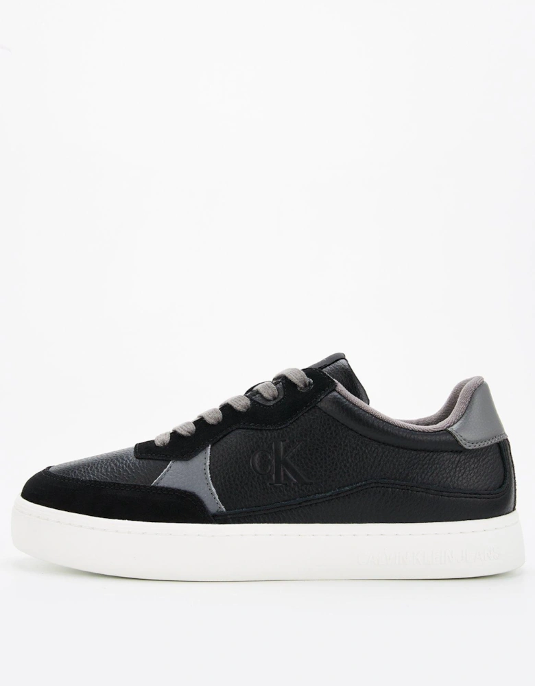 Classic Cupsole Suede Trim Lace Up Sneakers - Black/White