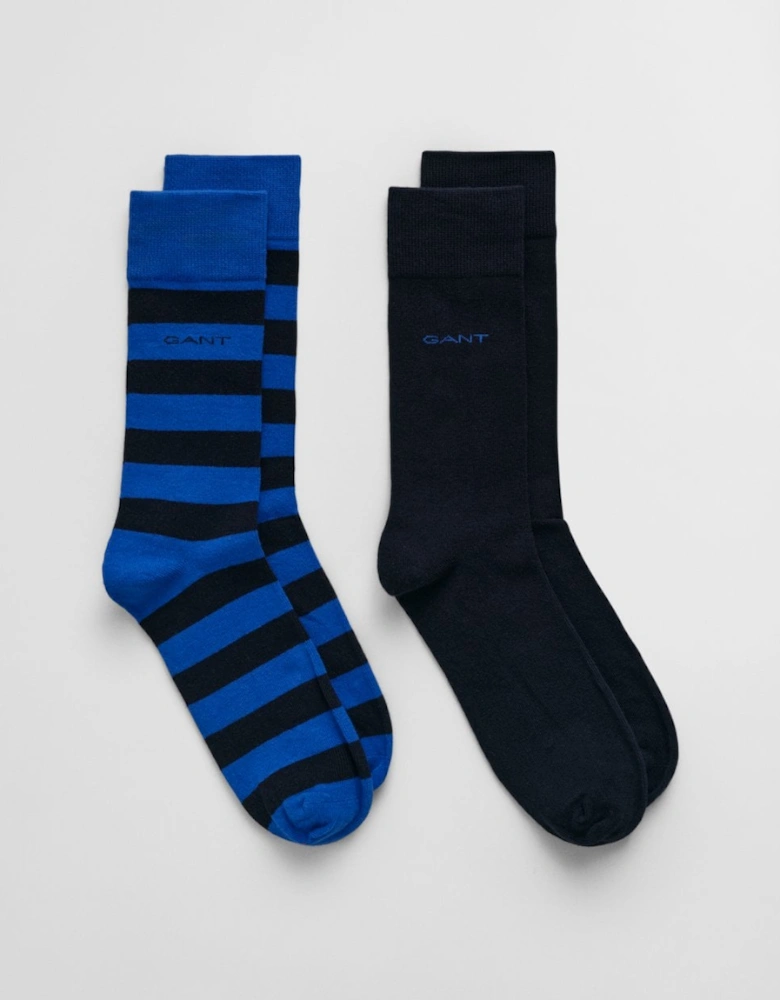 Mens Barstripe And Solid Socks 2-Pack