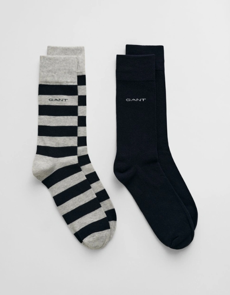 Mens Barstripe And Solid Socks 2-Pack