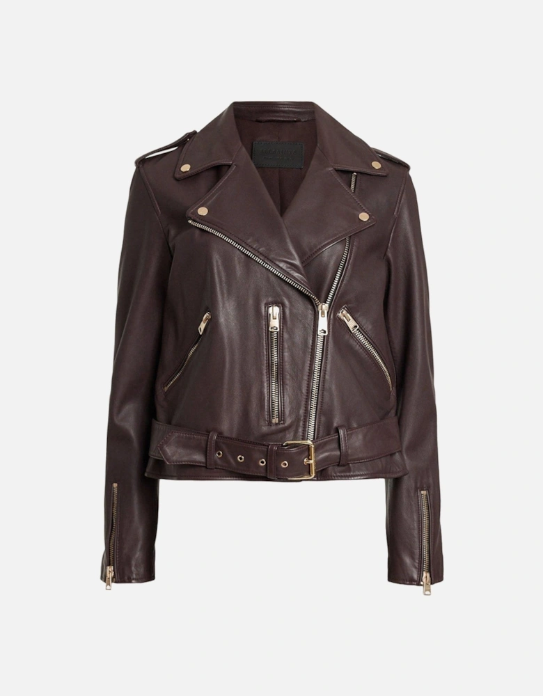 Balfern Leather Biker Jacket - Dark Red