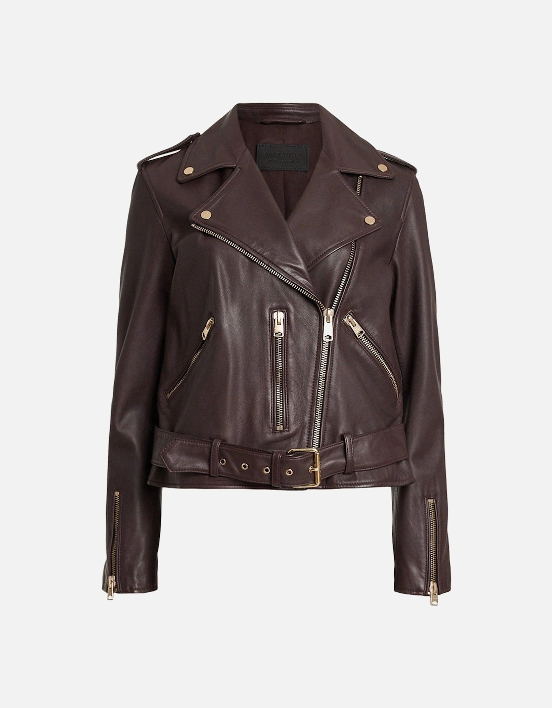 Balfern Leather Biker Jacket - Dark Red