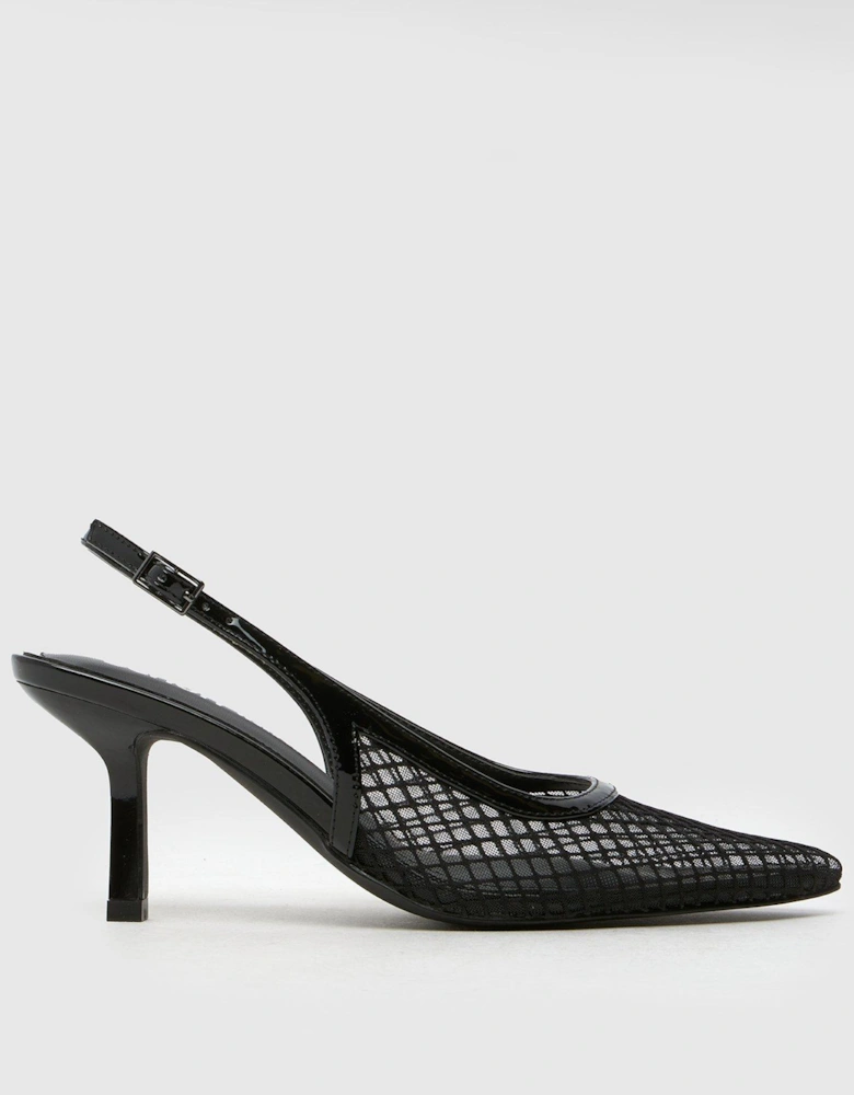 Selene Mesh Sling Back Heels - Black