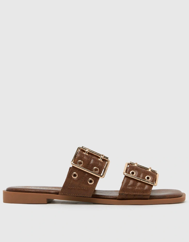 Tenika Buckle Detail Sandals - Tan