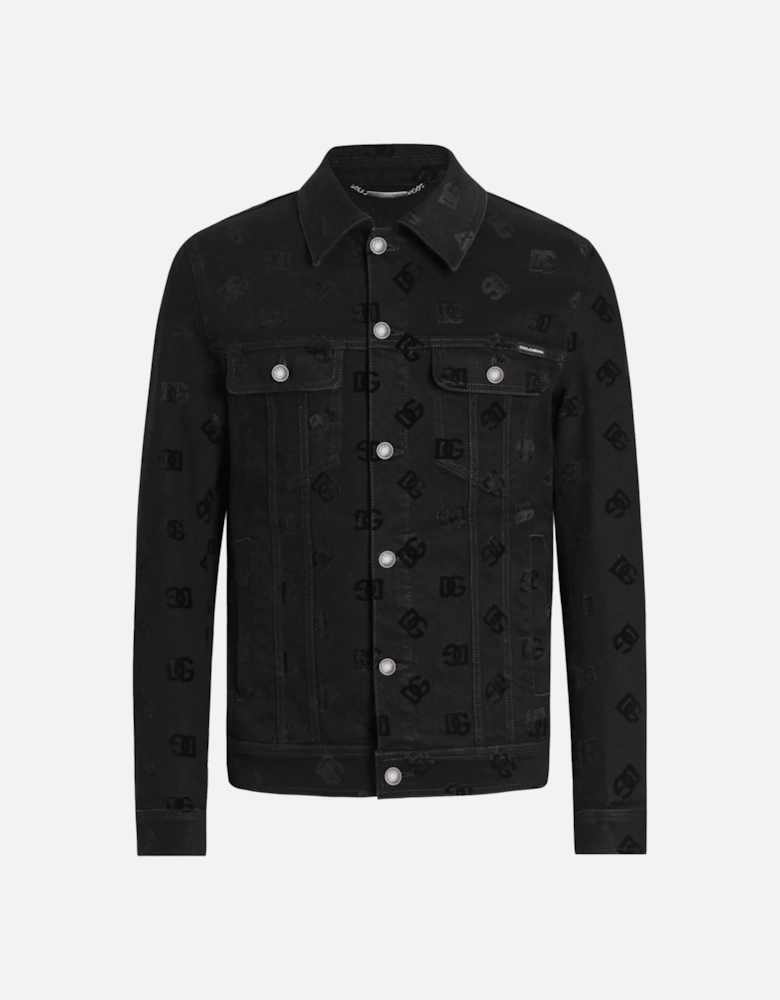 Plaque Western Denim Jacket Black