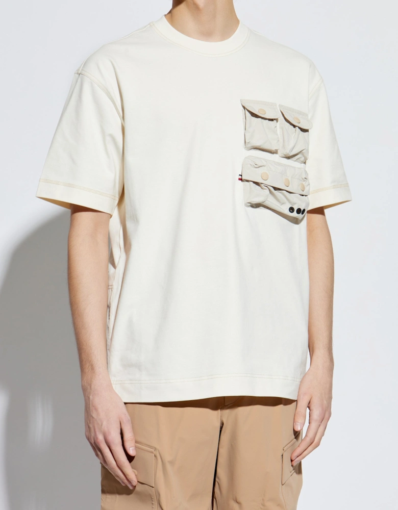 Pocket Cotton T-shirt Beige