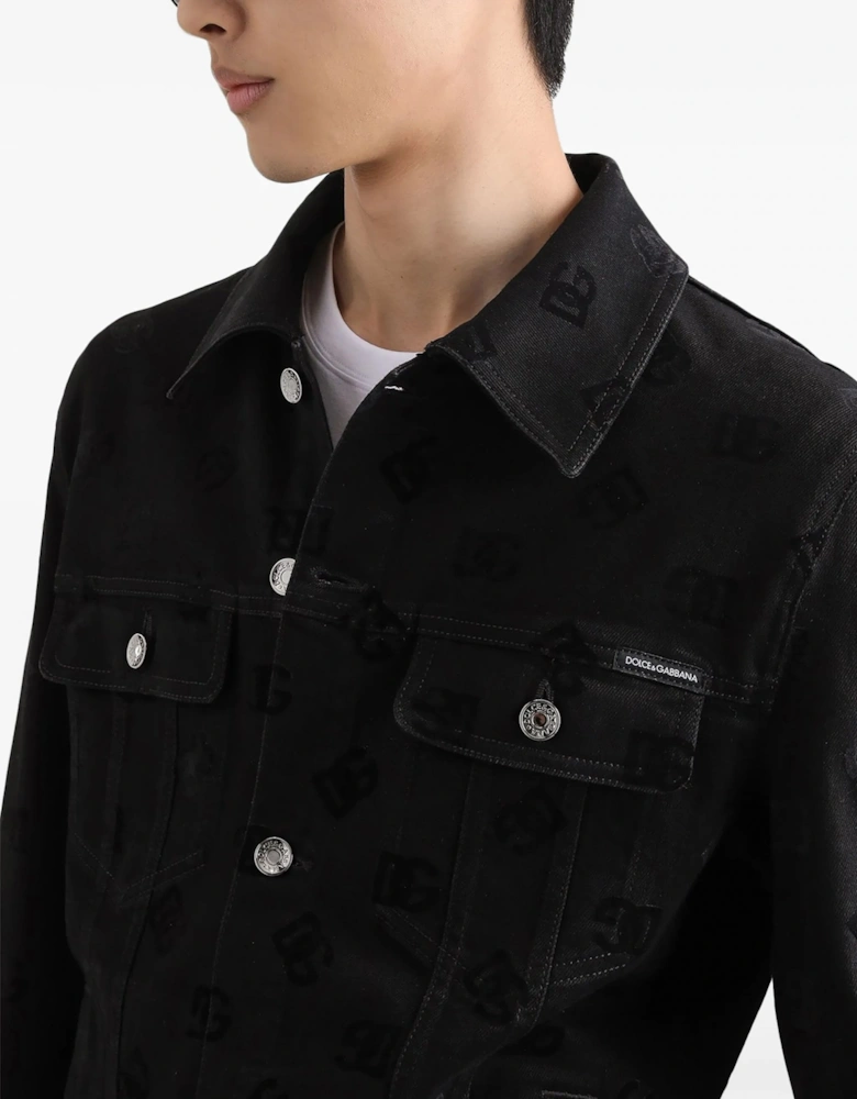 Plaque Western Denim Jacket Black