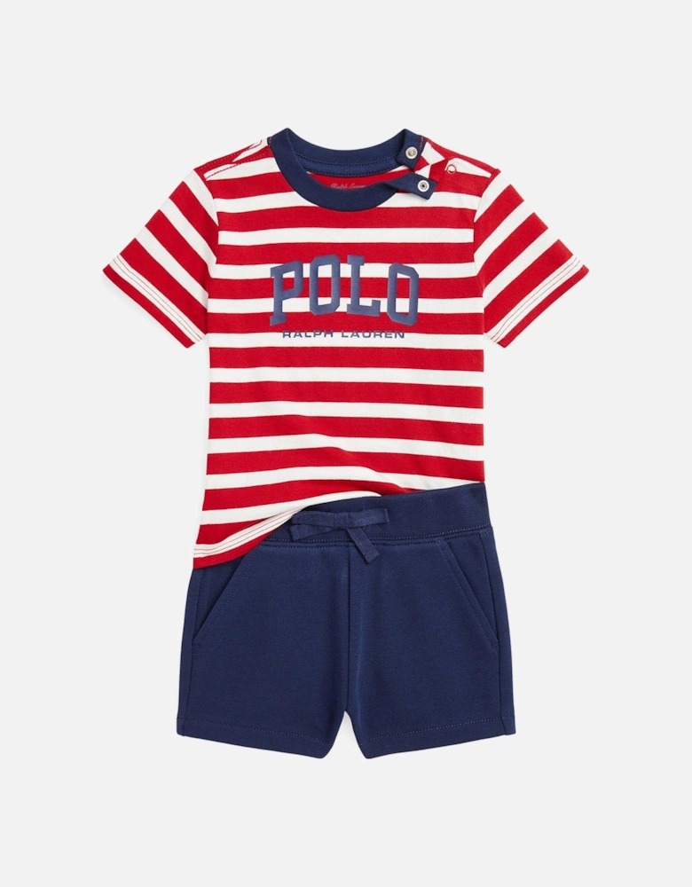 Baby Boys Stripe T-Shirt And Short Set - Navy