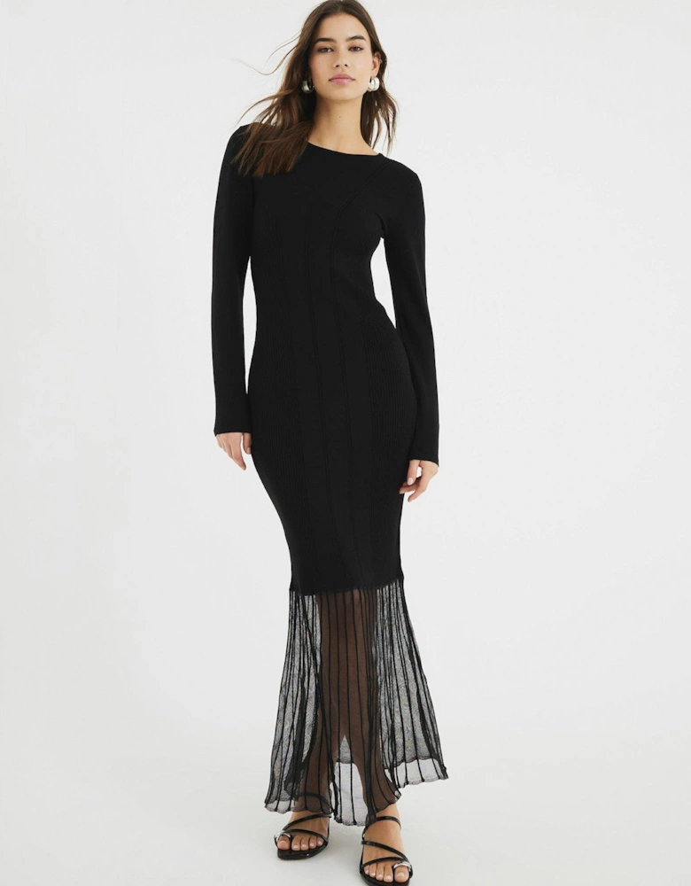 Knitted Maxi Dress - Black