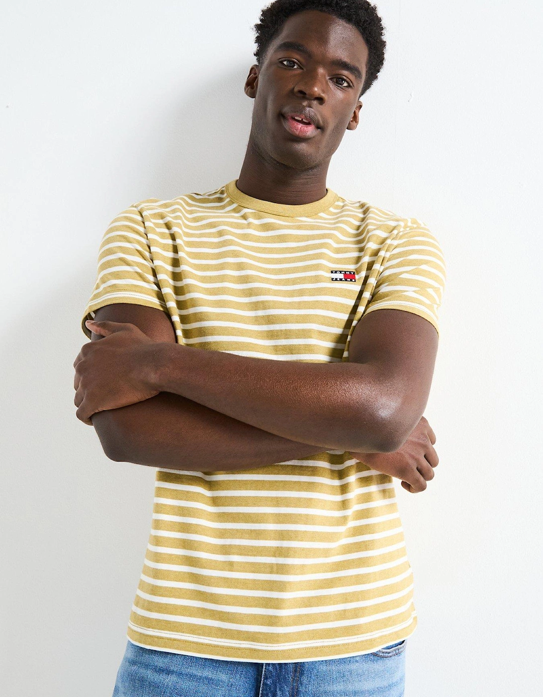 Breton Stripe Left Chest Badge T-Shirt - Natural, 5 of 4