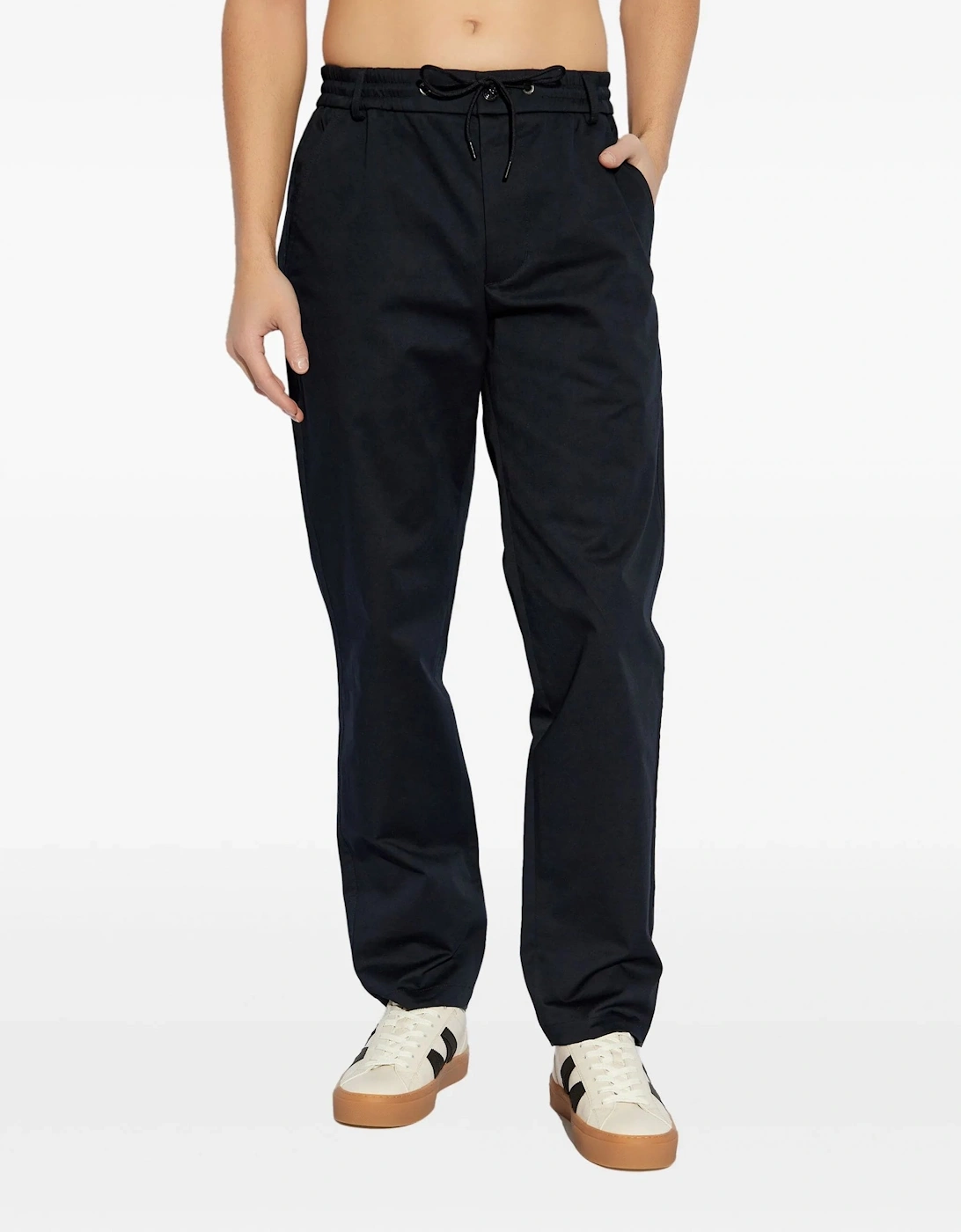 Drawstring Cotton Trousers Navy