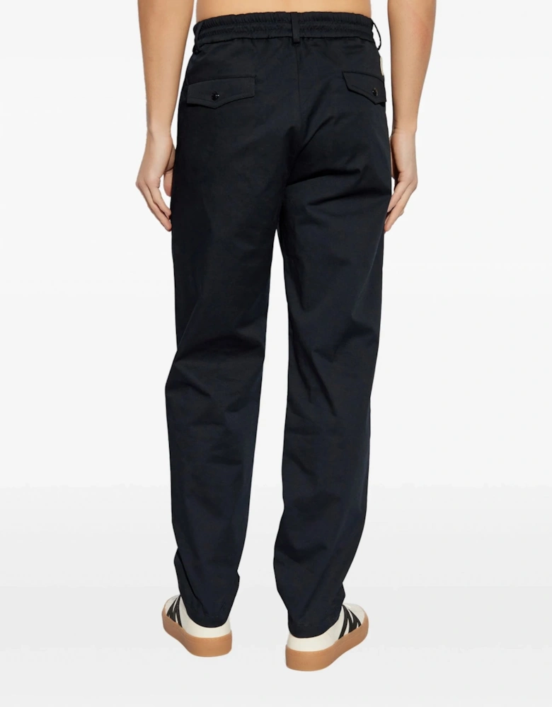 Drawstring Cotton Trousers Navy