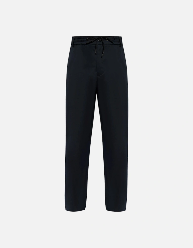 Drawstring Cotton Trousers Navy