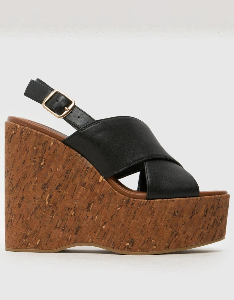 Valentina Cork Wedges - Black