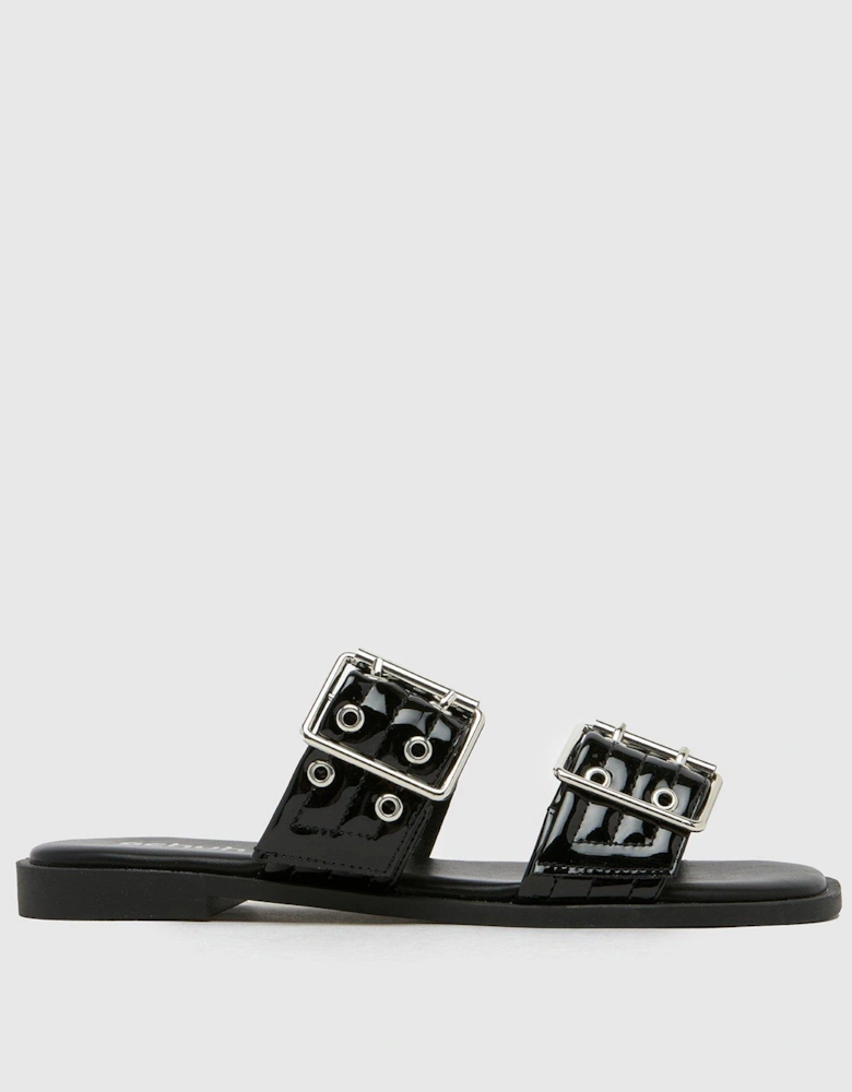 Tenika Buckle Detail Sandals - Black