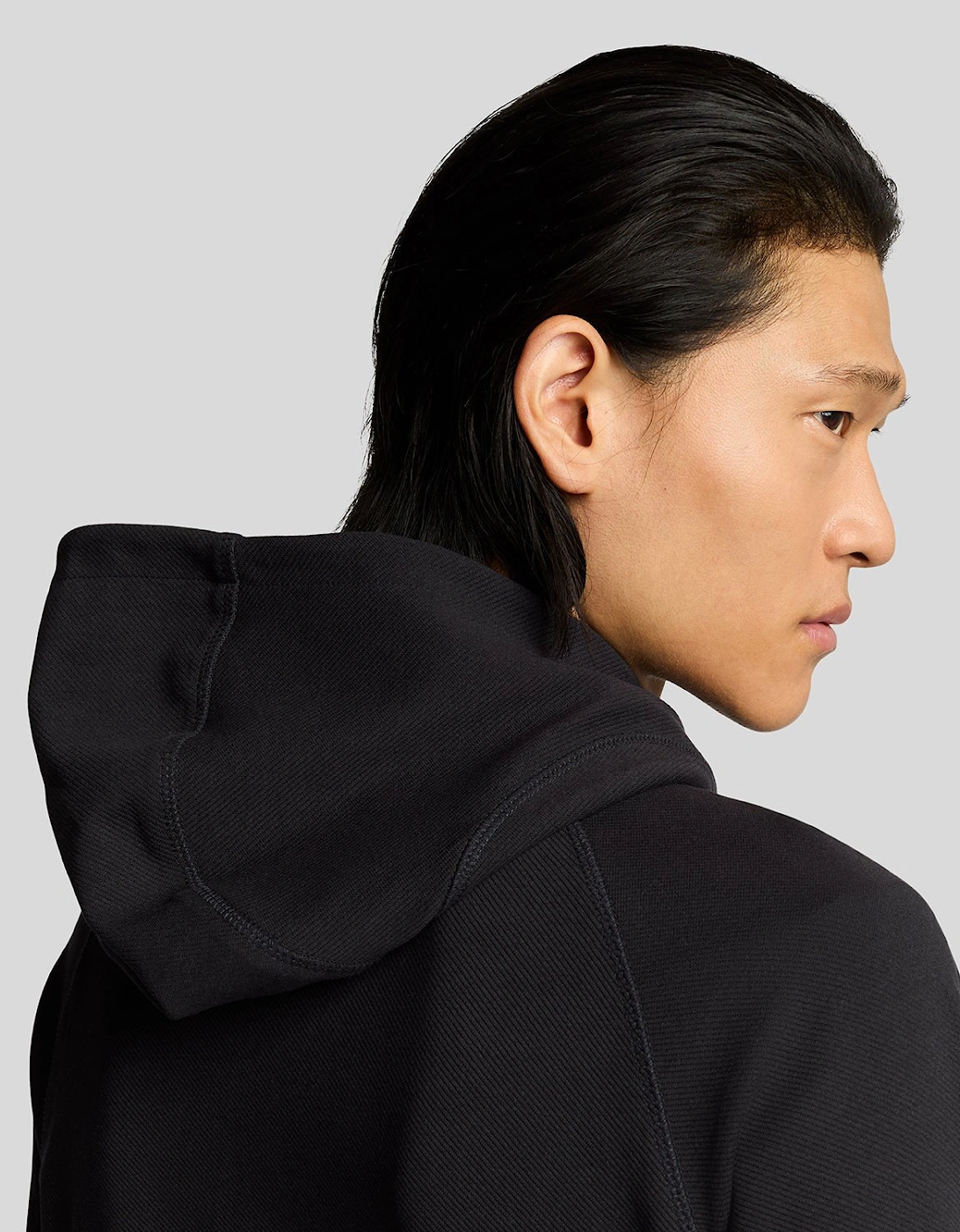 Diagonal Interlock Zip Through Hoodie