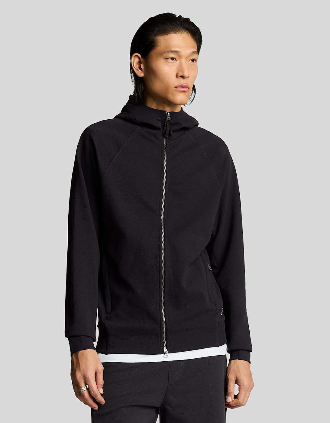 Lyle And Scott Men's Diagonal Interlock Zip Through Hoodie - Black - Size: 40/Regular