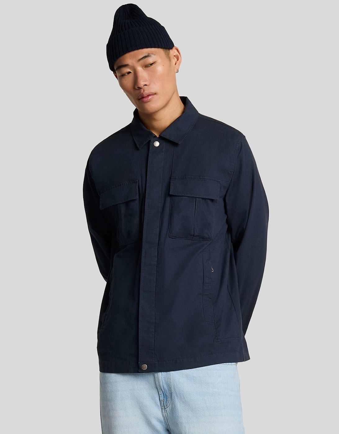 Lyle And Scott Men's Navy Ripstop Overshirt - : 44/Regular Xxl