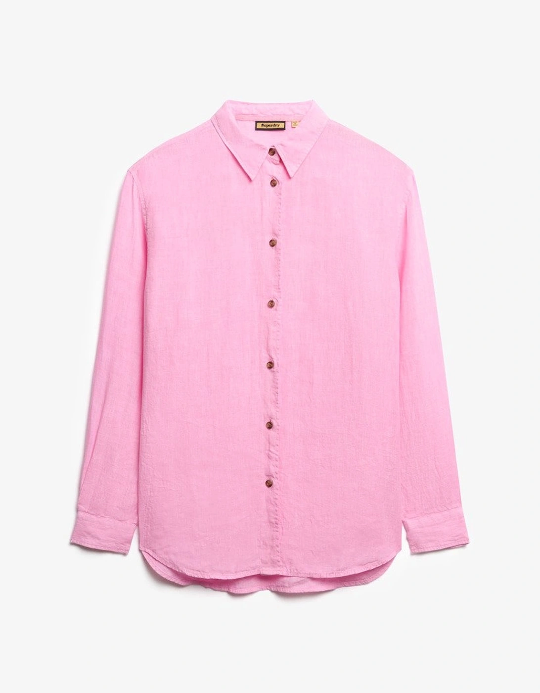 Women's Casual Linen Boyfriend Shirt Coastal Pink