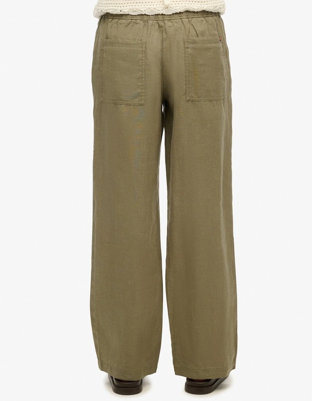 Women's Linen Drawstring Pant Light Khaki Green