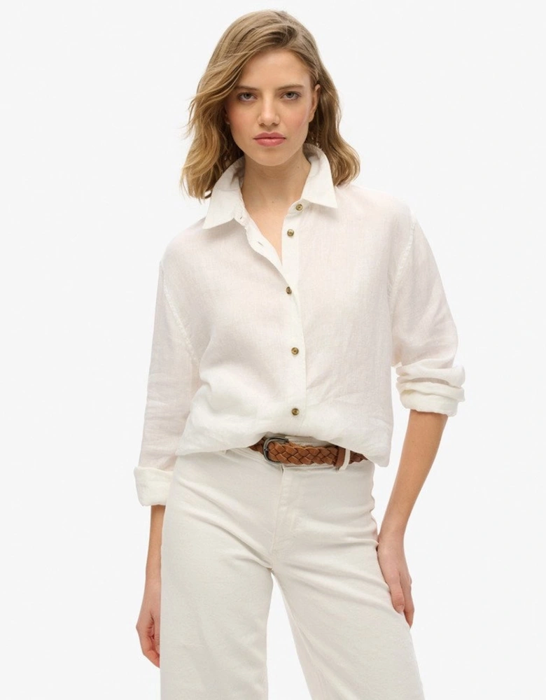 Women's Casual Linen Boyfriend Shirt Optic