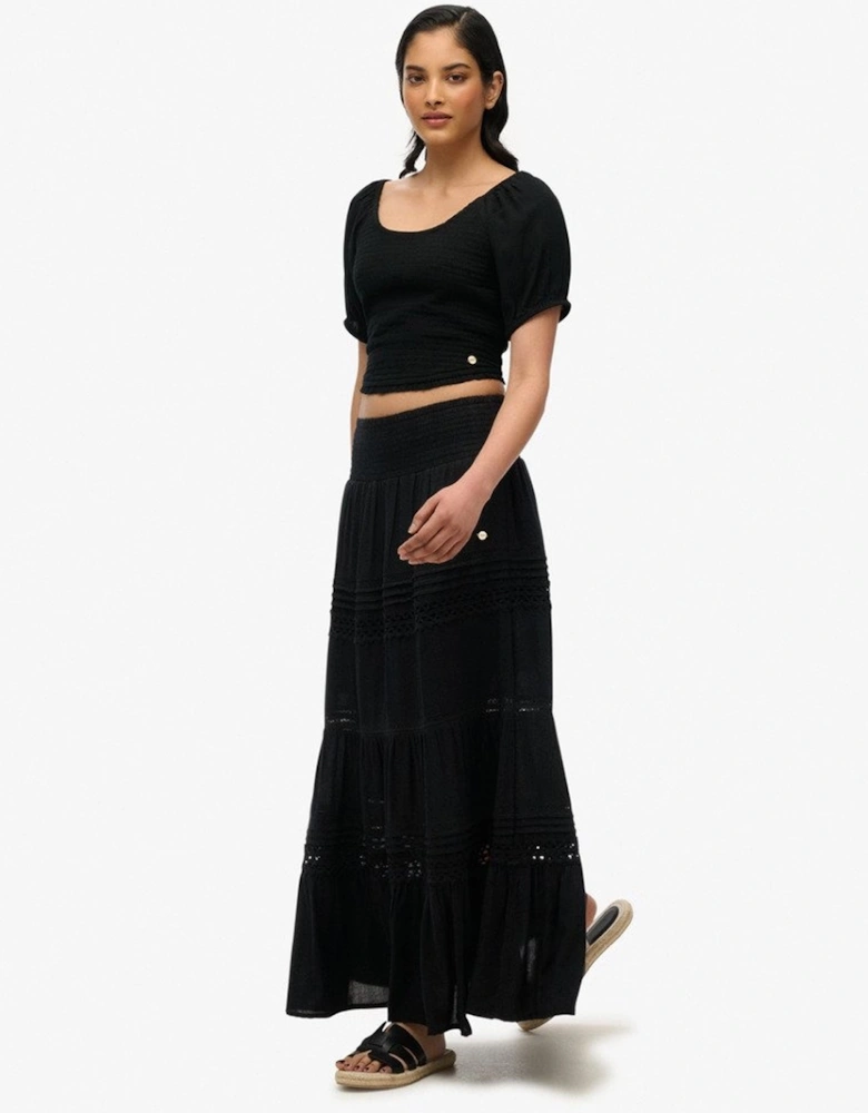 Women's Ibiza Lace Mix Maxi Skirt Black