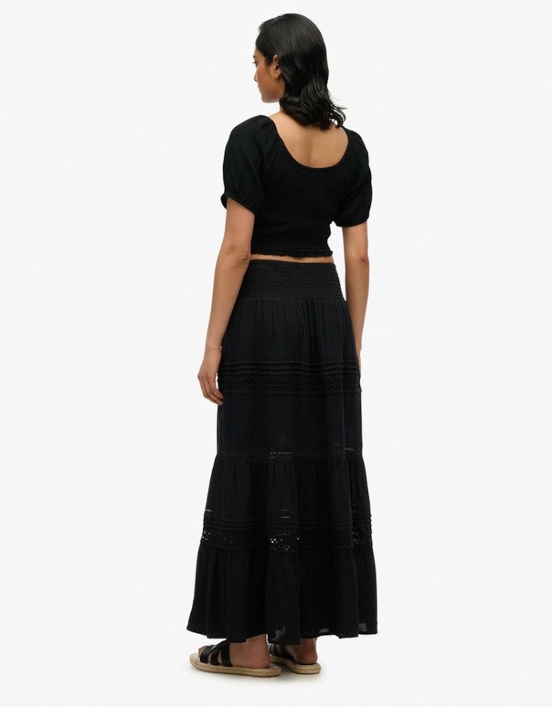 Women's Ibiza Lace Mix Maxi Skirt Black