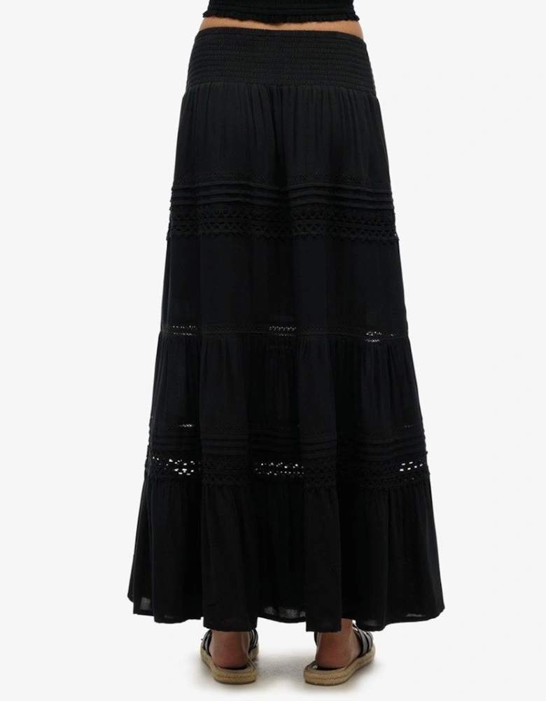 Women's Ibiza Lace Mix Maxi Skirt Black