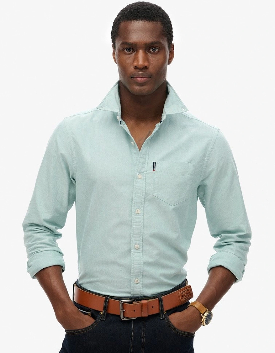 Men's Essentials Oxford Shirt Peppermint Chambray Oxford, 7 of 6