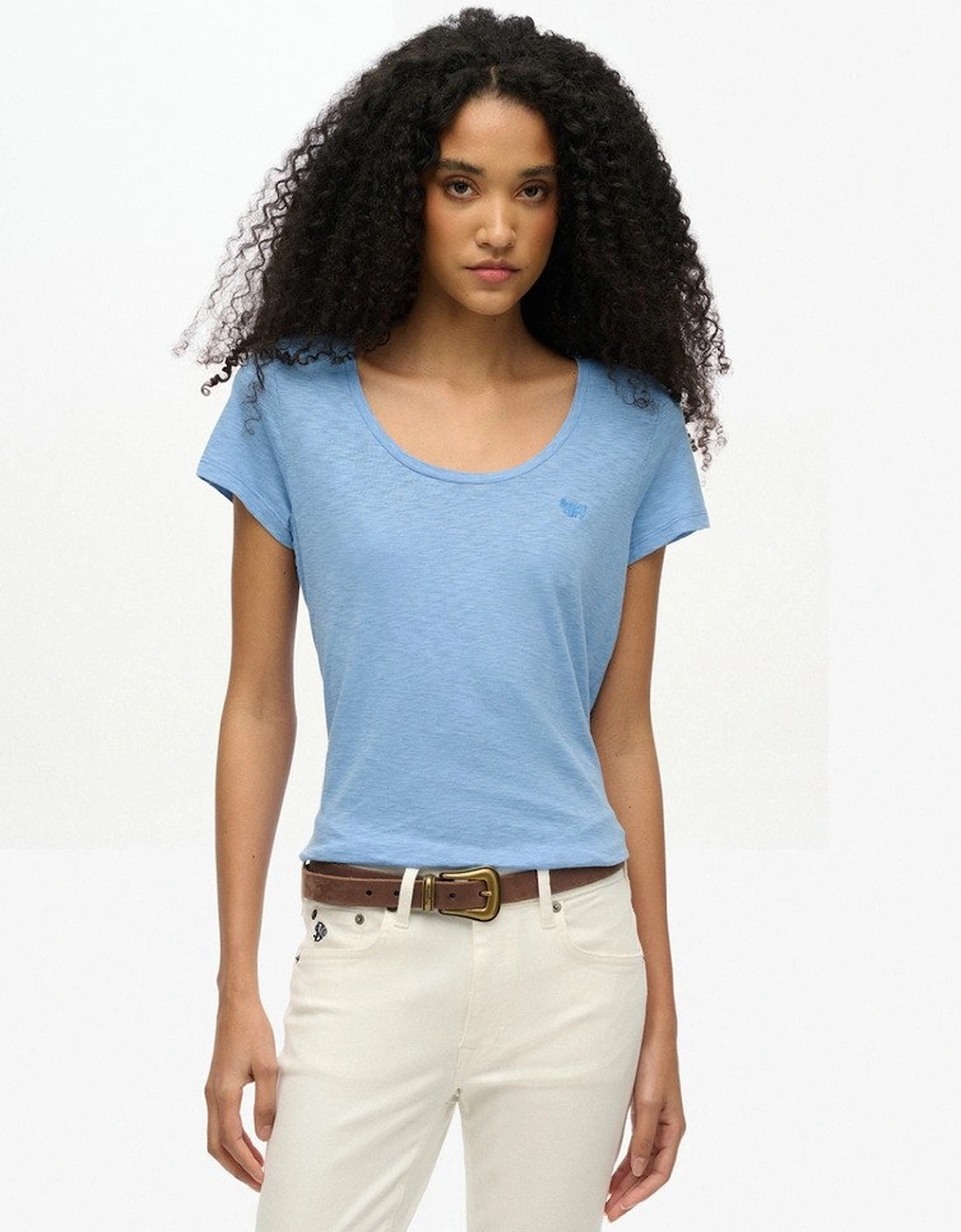 Womens Superdry Womens Scoop Neck Tee Bluebell - Size: 8
