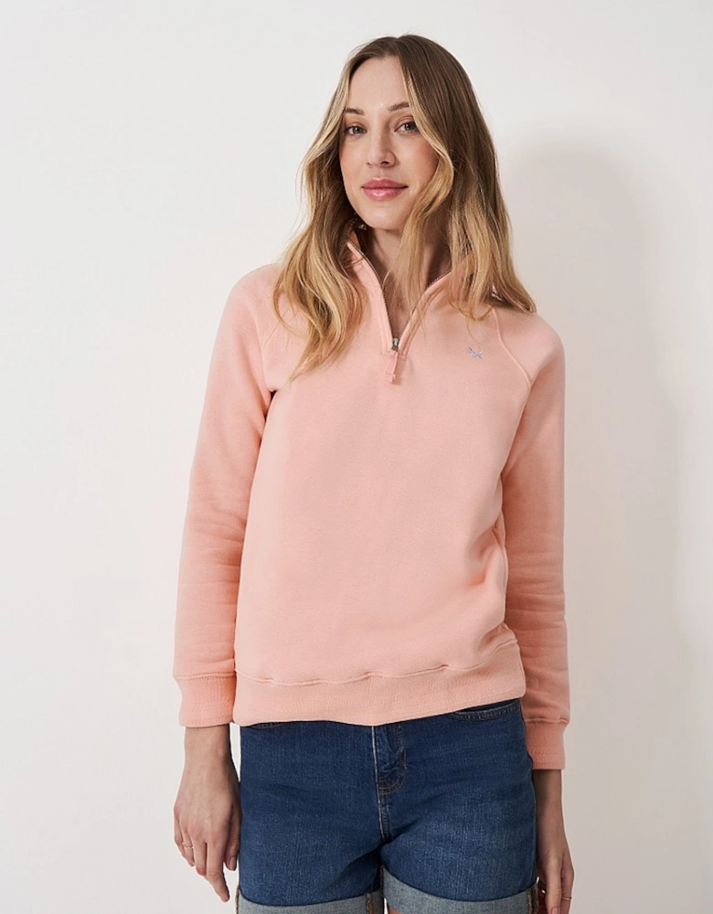 Women's Half Zip Sweat Peach Pink