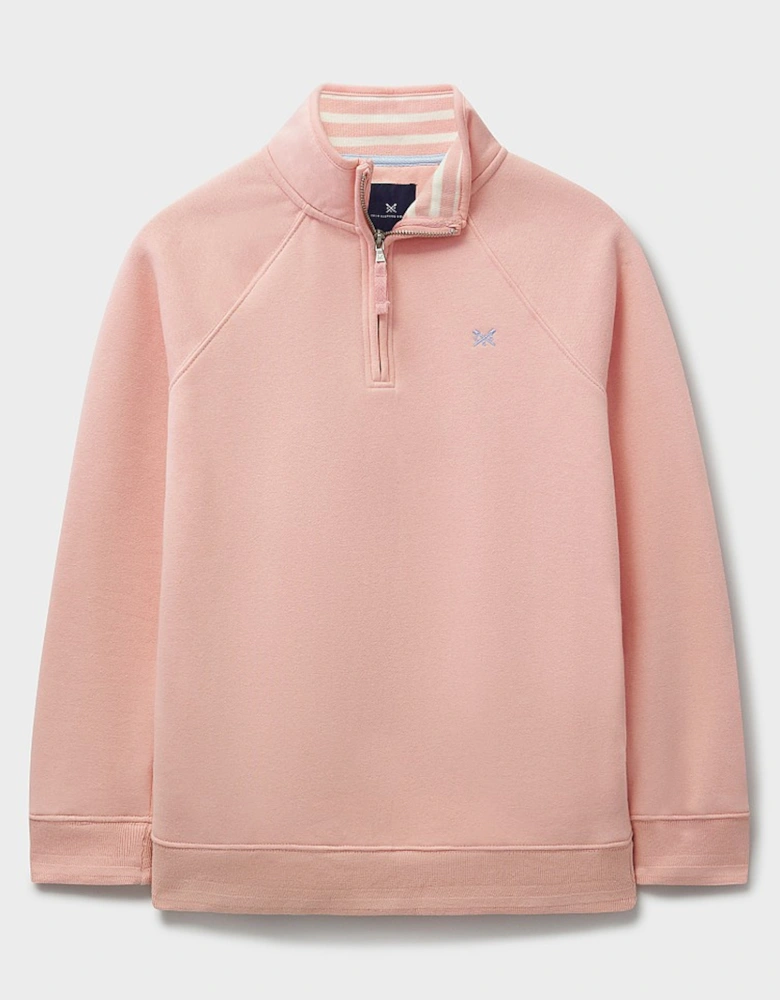 Women's Half Zip Sweat Peach Pink